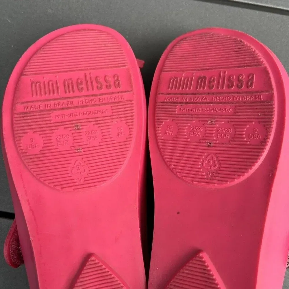 Mini Melissa Ultragirl II Pink Cat Mary Jane Flats Shoes Toddler Girls Size 9